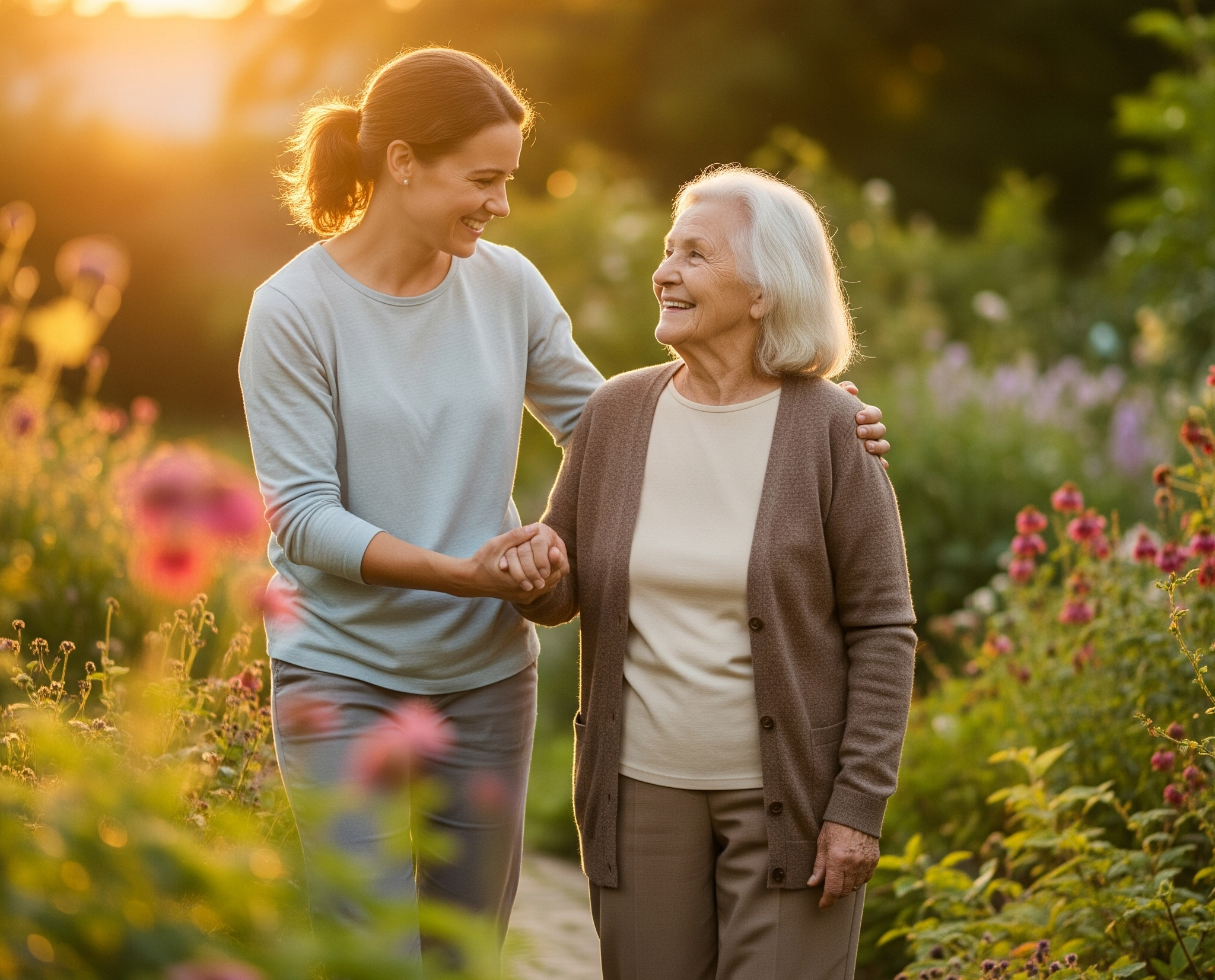 Een oudere persoon begeleiden